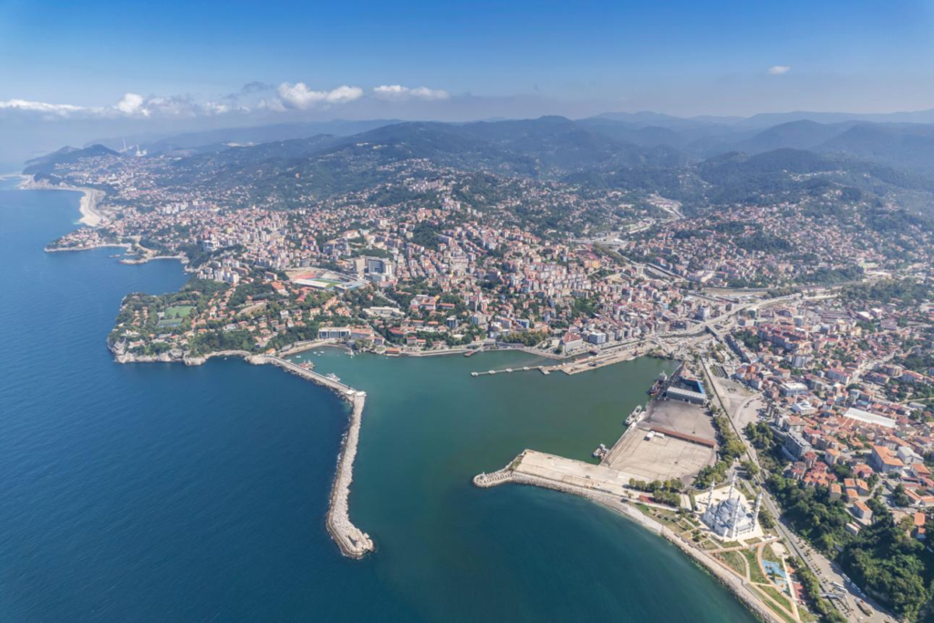 Black Sea coastline and landscape in Zonguldak Turkey.