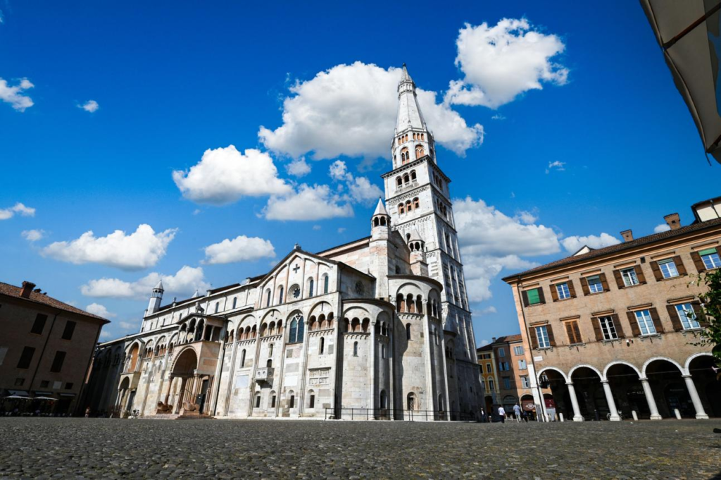 Piazza Grande and Modena Cathedral in Modena Italy.