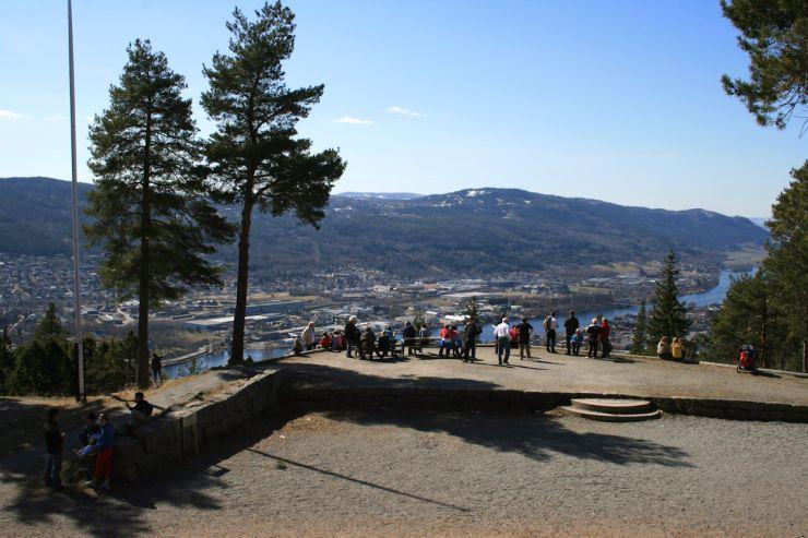 Panoramic view of Drammen Norway from Spiralen viewpoint.