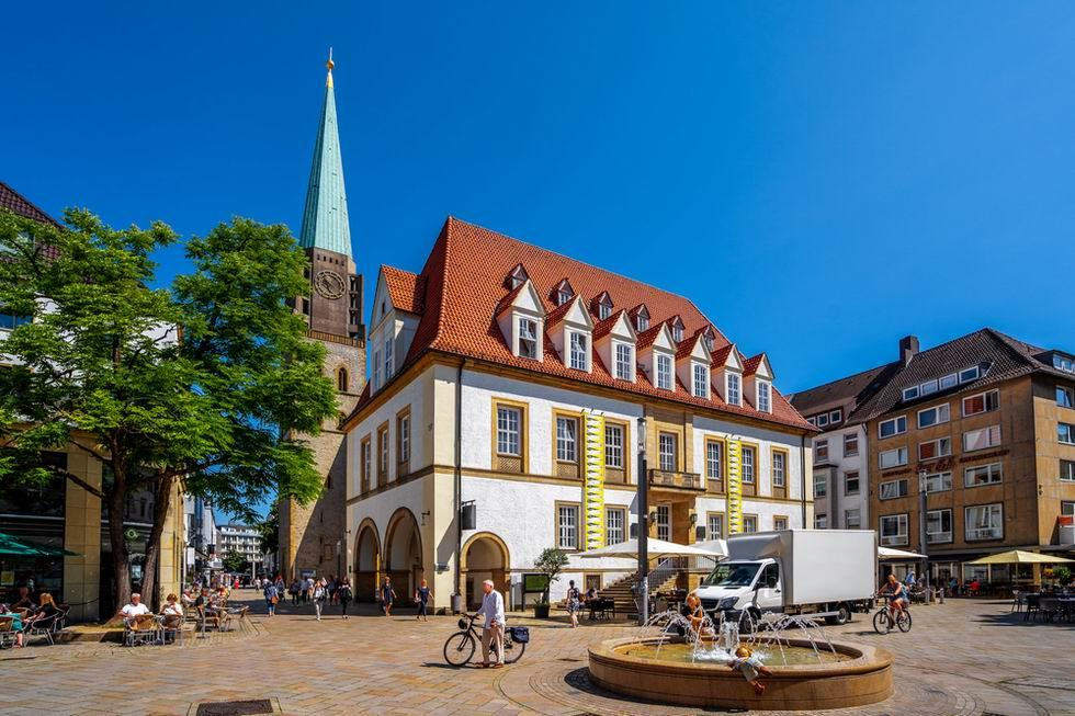 Historic streets in Bielefeld Germany.