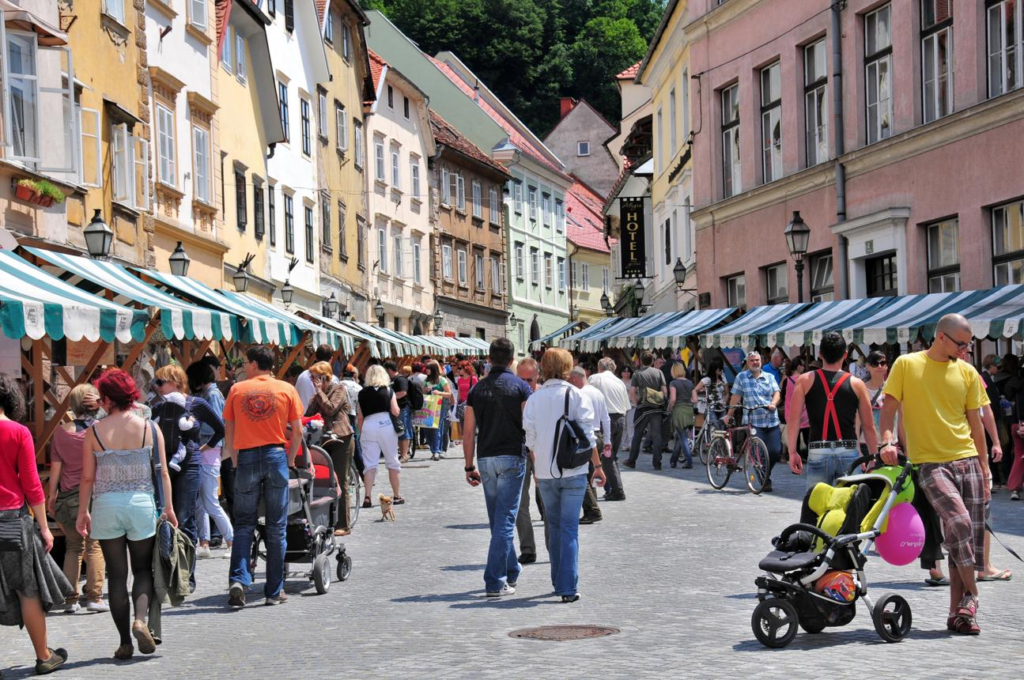 Local streets and markets in Ljubljana