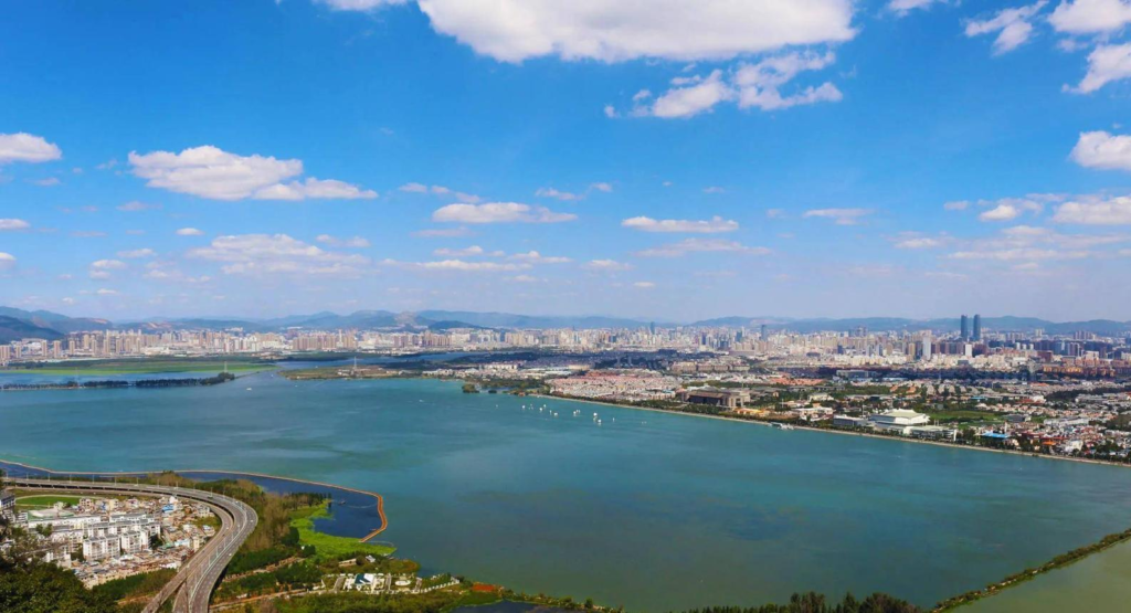 Kunming China skyline Dianchi Lake
