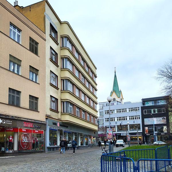 Zlin city centre streets buildings Czech Republic