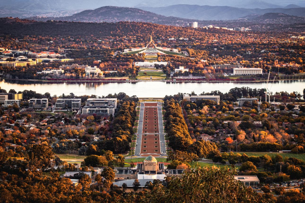 Canberra Australia Parliament House city skyline