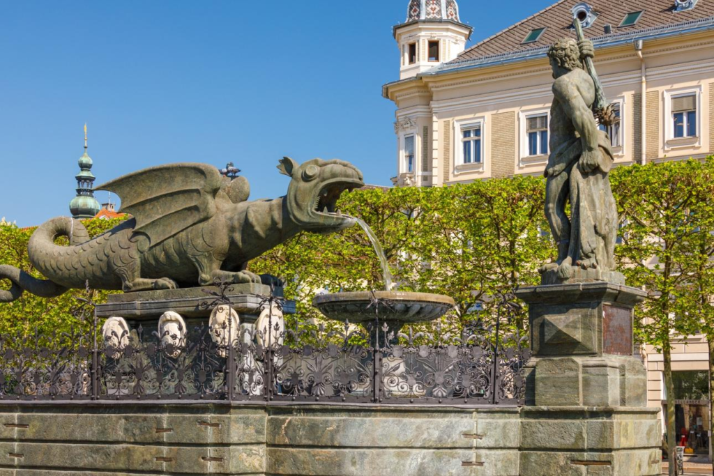 Lindwurm Fountain Klagenfurt