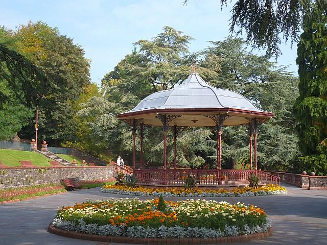 Landscaped gardens and walking paths in Belle Vue Park, Newport.