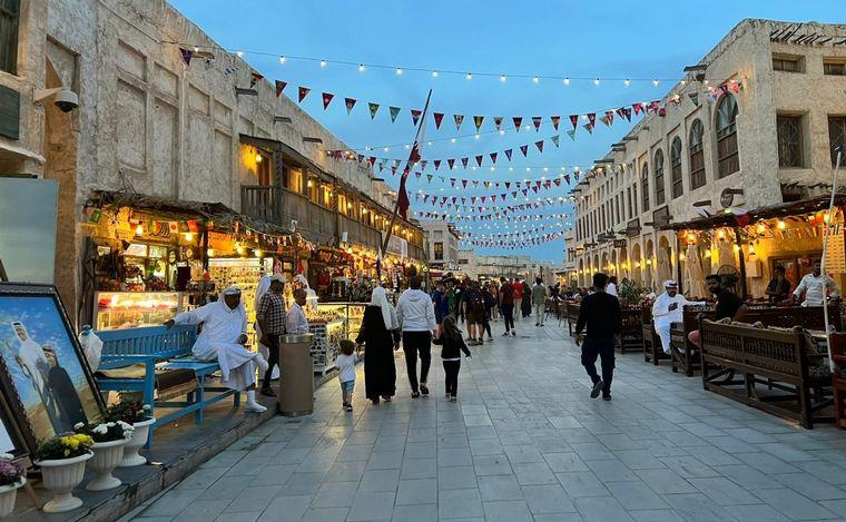 Traditional Souq Waqif marketplace in Doha, Qatar.